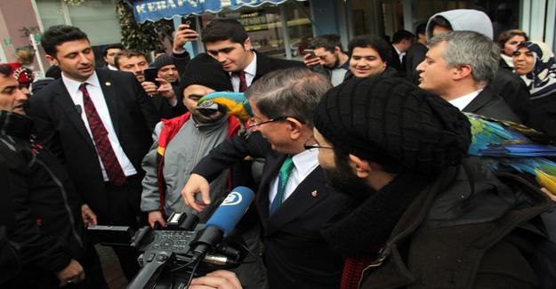 Ahmet Davutoğlu'nun papağan ile zor anları