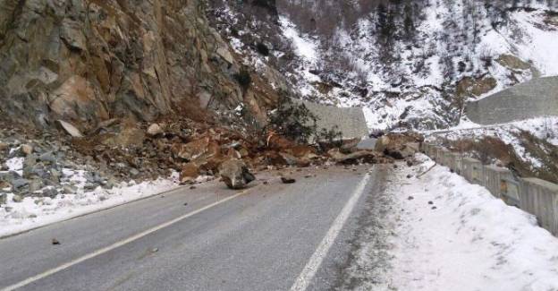 Artvin’in Ardanuç ve Şavşat ilçelerine ulaşımı sağlayan yola kaya düştü