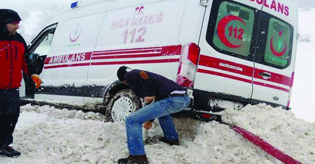 Hastaya giden ambulans yoldan çıktı, imdadına kamyoncu yetişti