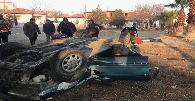 Manisa'da takla atan otomobilin sürücüsü öldü