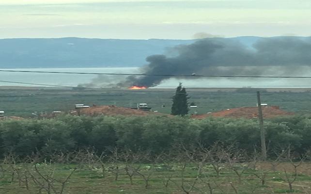 İznik gölünde sazlık yangını