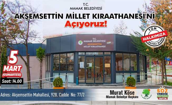 Akşemsettin Millet Kıraathanesi açılıyor