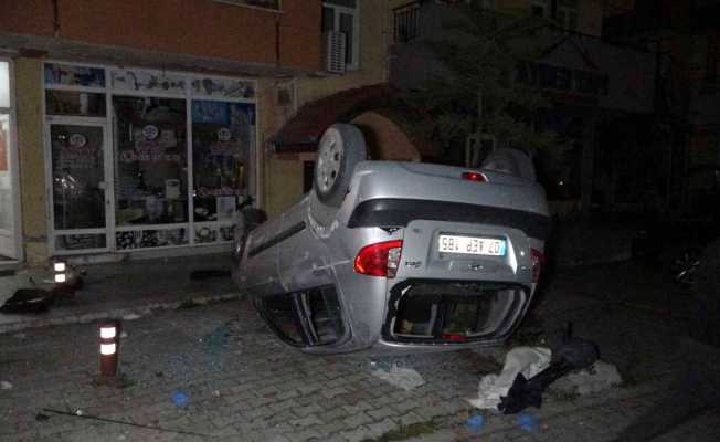 Alkollü sürücü takla atan otomobilden ağır yaralı olarak çıkarıldı