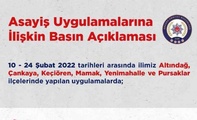 Ankara’da 2 haftalık asayiş uygulamalarında 372 kişi tutuklandı