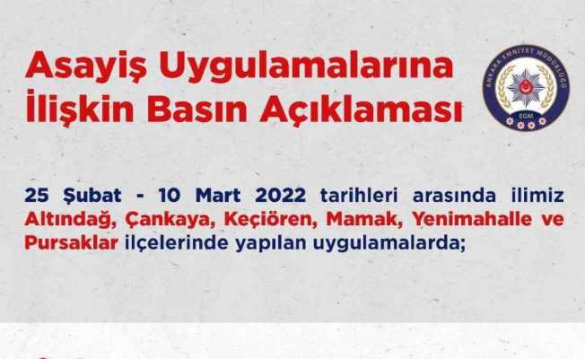 Ankara’da 2 haftalık asayiş uygulamalarında 392 kişi tutuklandı