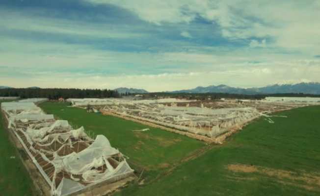 Antalya’yı vuran hortumun seralara verdiği hasar havadan görüntülendi