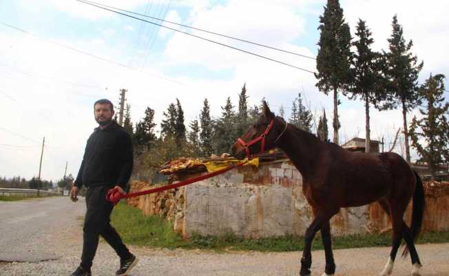 Çaldığı atla markete girip attan kasada indi