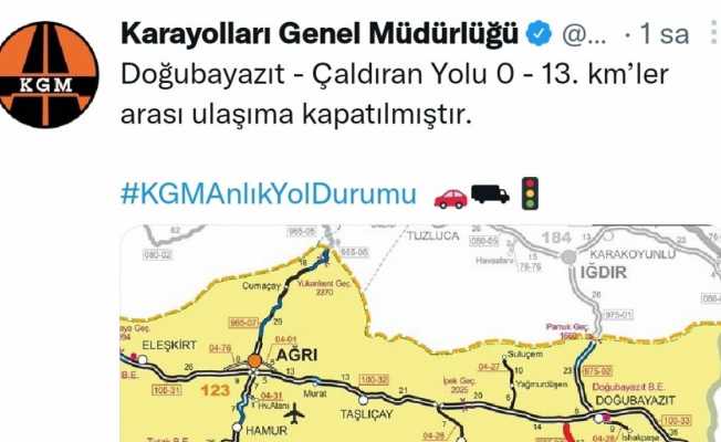 Çaldıran-Doğubayazit yolu ulaşıma kapatıldı