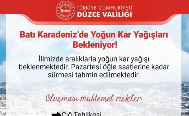 Düzce Valiliğinden yoğun kar yağışı uyarısı