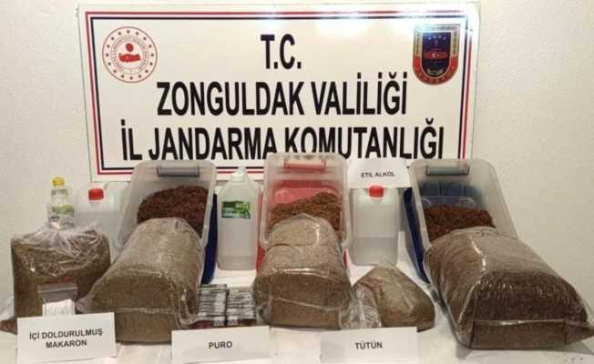 Jandarma tütün ve etil alkol ele geçirdi