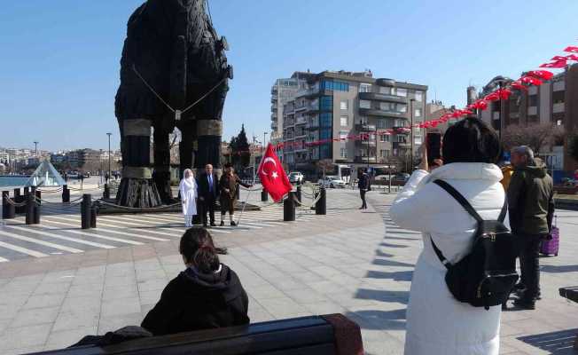 Şehitler için 508 bin adım atarak Çanakkale’ye geldi