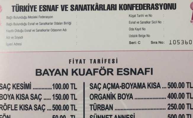 Sinop’ta bayan kuaför tarifesi yenilendi