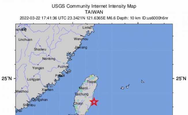 Tayvan açıklarında 6.6 büyüklüğünde deprem