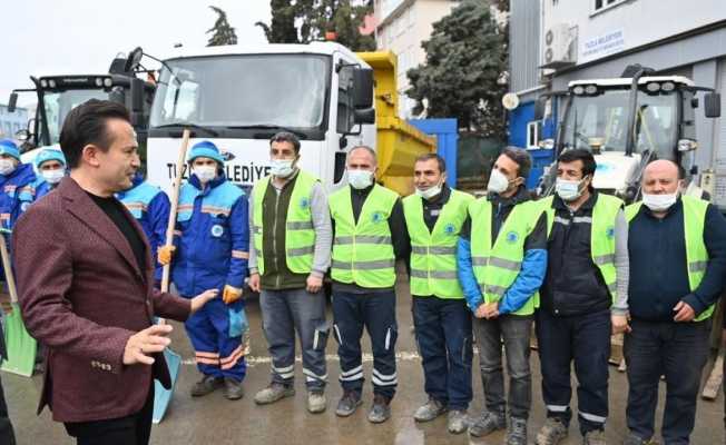 Tuzla Belediyesi 63 araç, 450 personel ile kara hazır