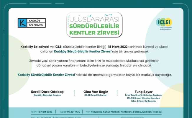 Uluslararası Sürdürülebilir Kentler Zirvesi 18 Mart’ta Kadıköy’de