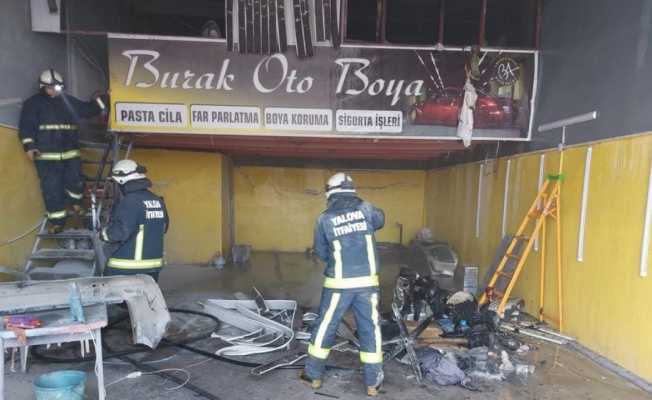 Yalova’da boya atölyesinde korkutan yangın